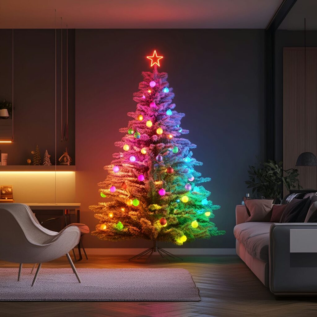 04. Neon Multi-Colored Tree with Futuristic Lights