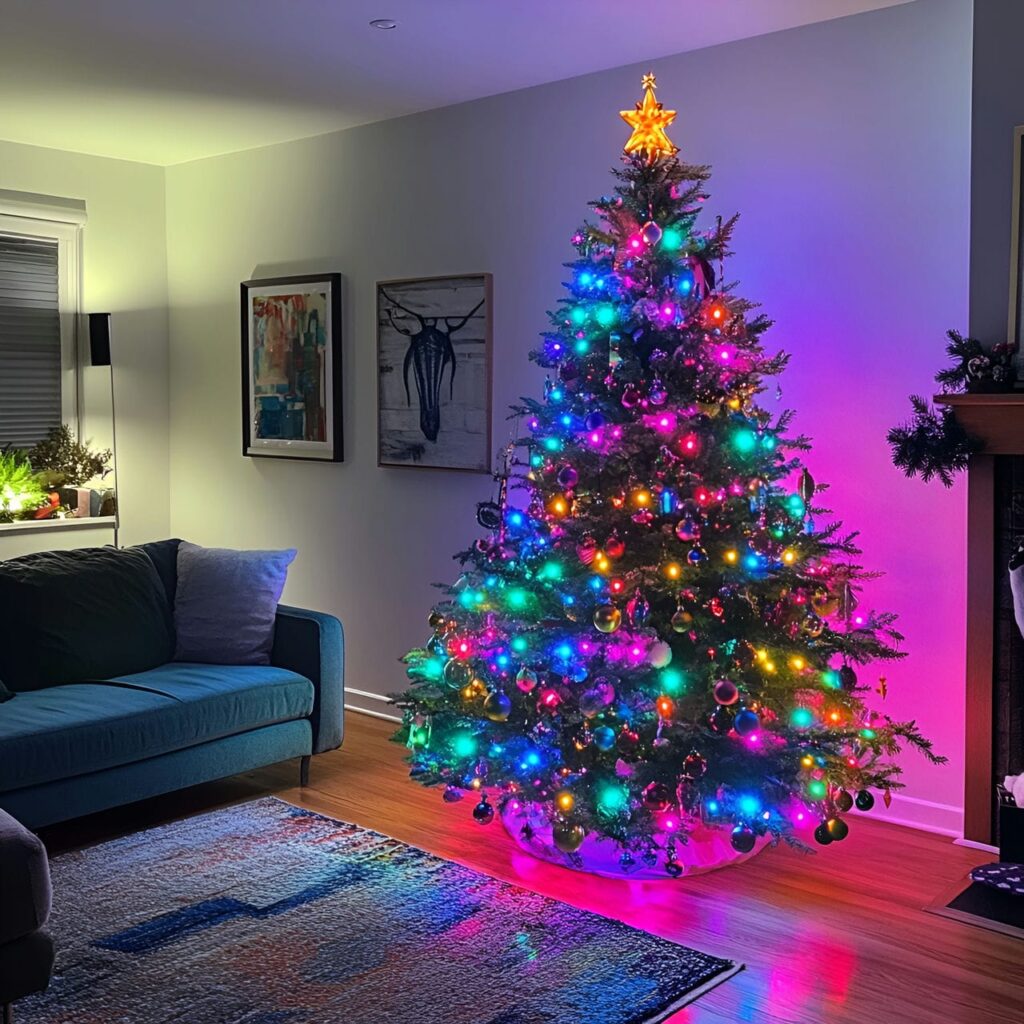 04. Neon Multi-Colored Tree with Futuristic Lights