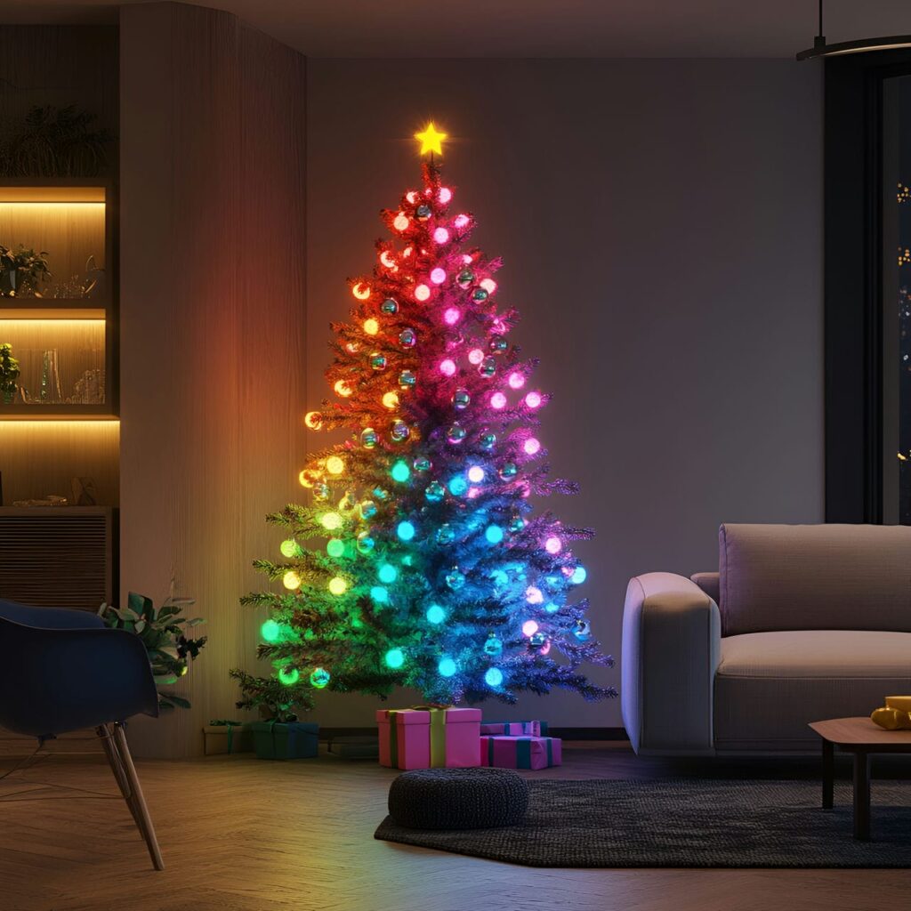 04. Neon Multi-Colored Tree with Futuristic Lights