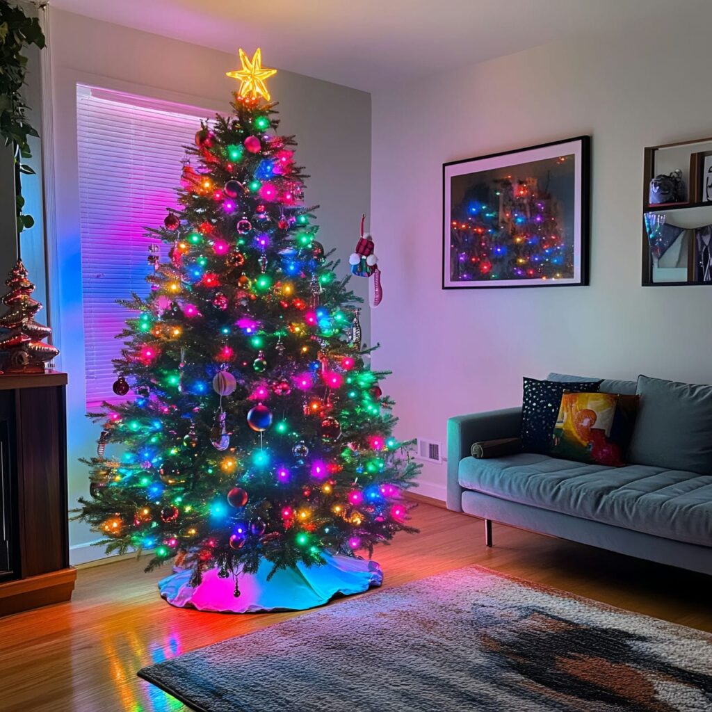 04. Neon Multi-Colored Tree with Futuristic Lights