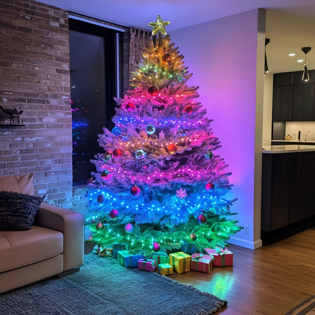 04. Neon Multi-Colored Tree with Futuristic Lights