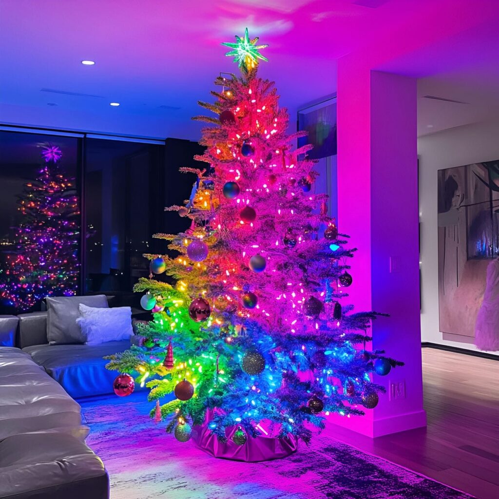 04. Neon Multi-Colored Tree with Futuristic Lights