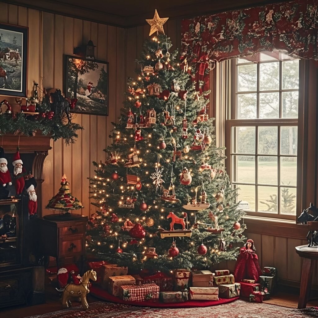 12. Vintage Toy Christmas Tree: Nostalgic and Whimsical Holiday Décor