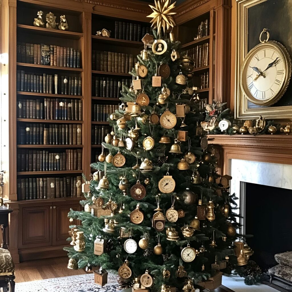 06. Old World Charm Tree with Brass Bells and Clock Faces