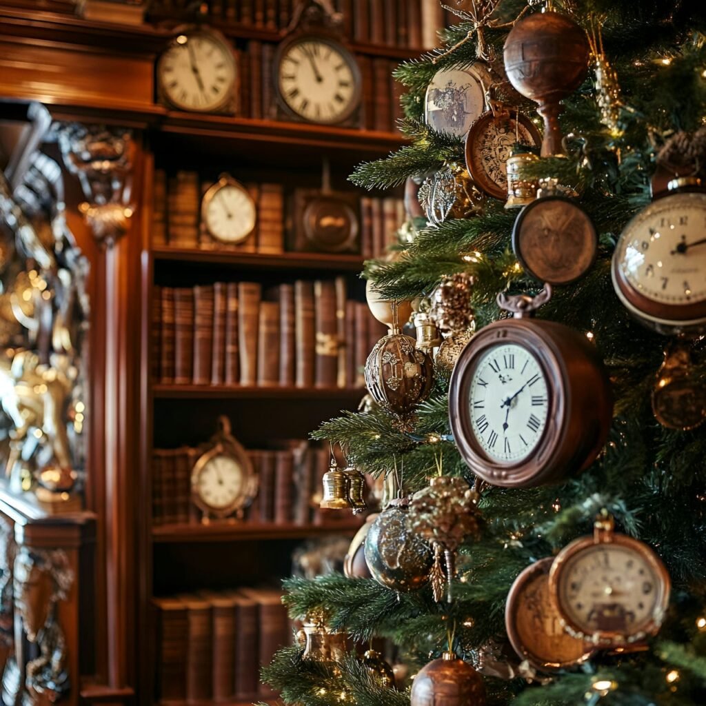 06. Old World Charm Tree with Brass Bells and Clock Faces