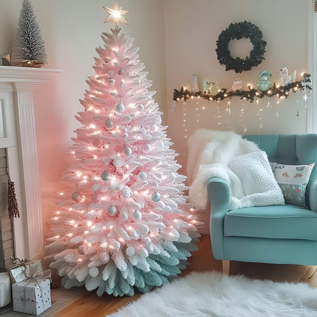 09. Ombre Pastel Christmas Tree in Scandinavian Style with Gradient