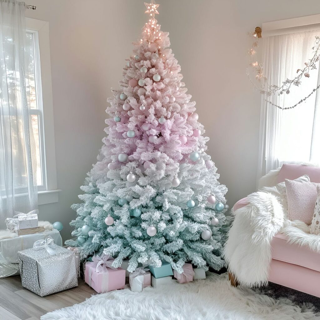 09. Ombre Pastel Christmas Tree in Scandinavian Style with Gradient