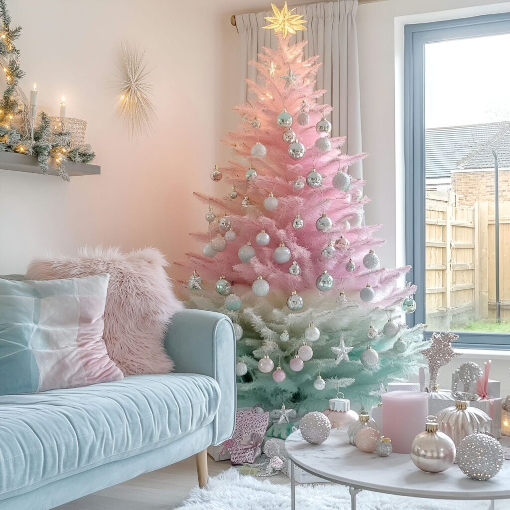 09. Ombre Pastel Christmas Tree in Scandinavian Style with Gradient