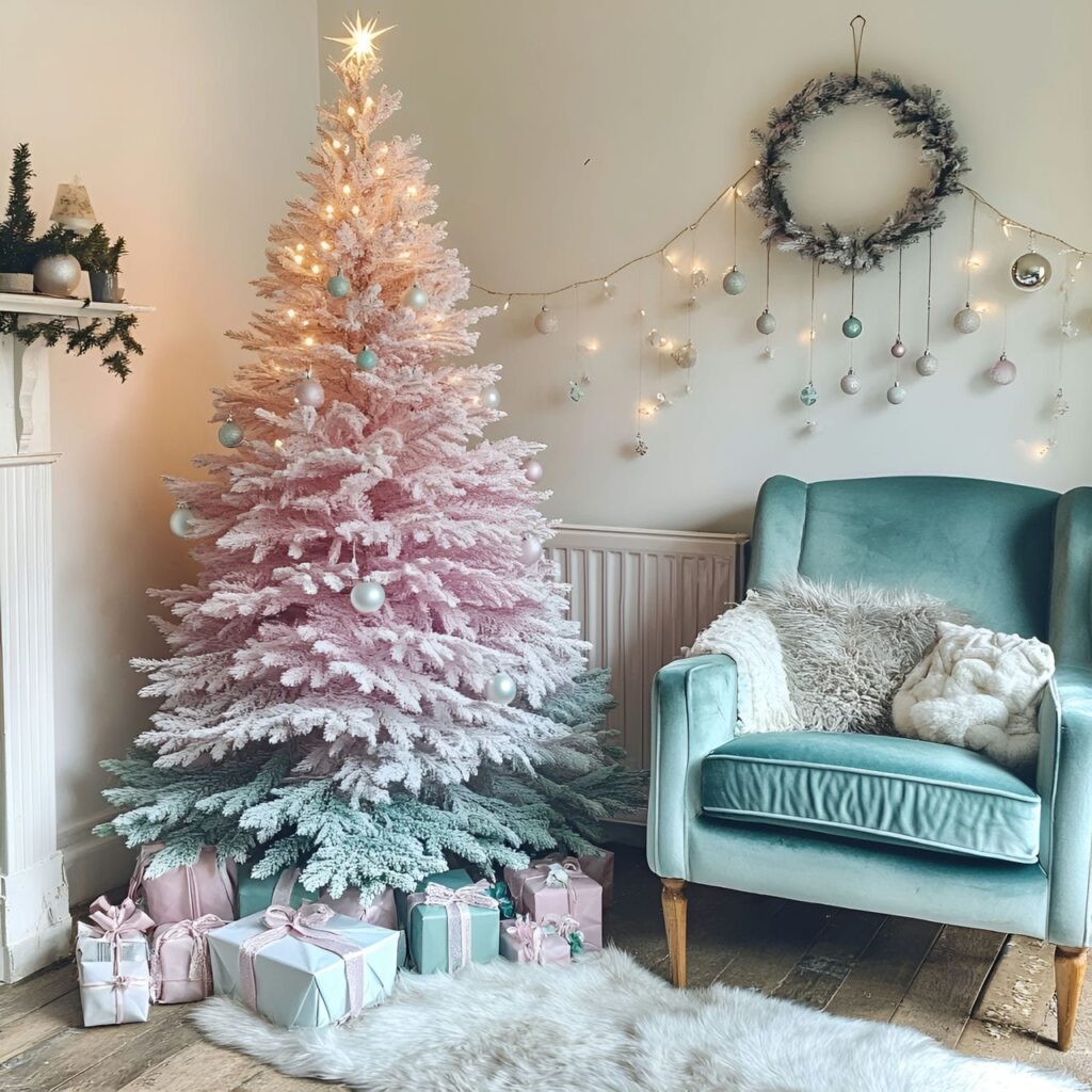 09. Ombre Pastel Christmas Tree in Scandinavian Style with Gradient