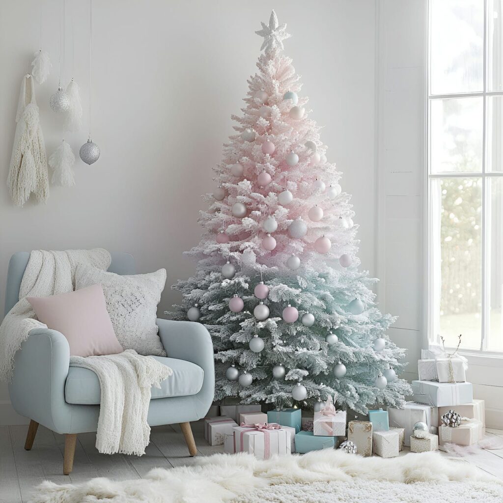 09. Ombre Pastel Christmas Tree in Scandinavian Style with Gradient