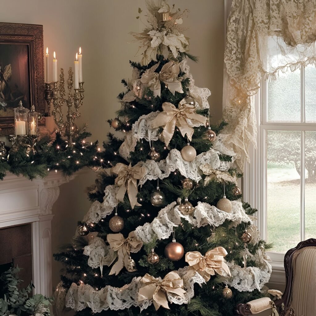 22. Vintage Victorian Christmas Tree: Timeless Holiday Elegance