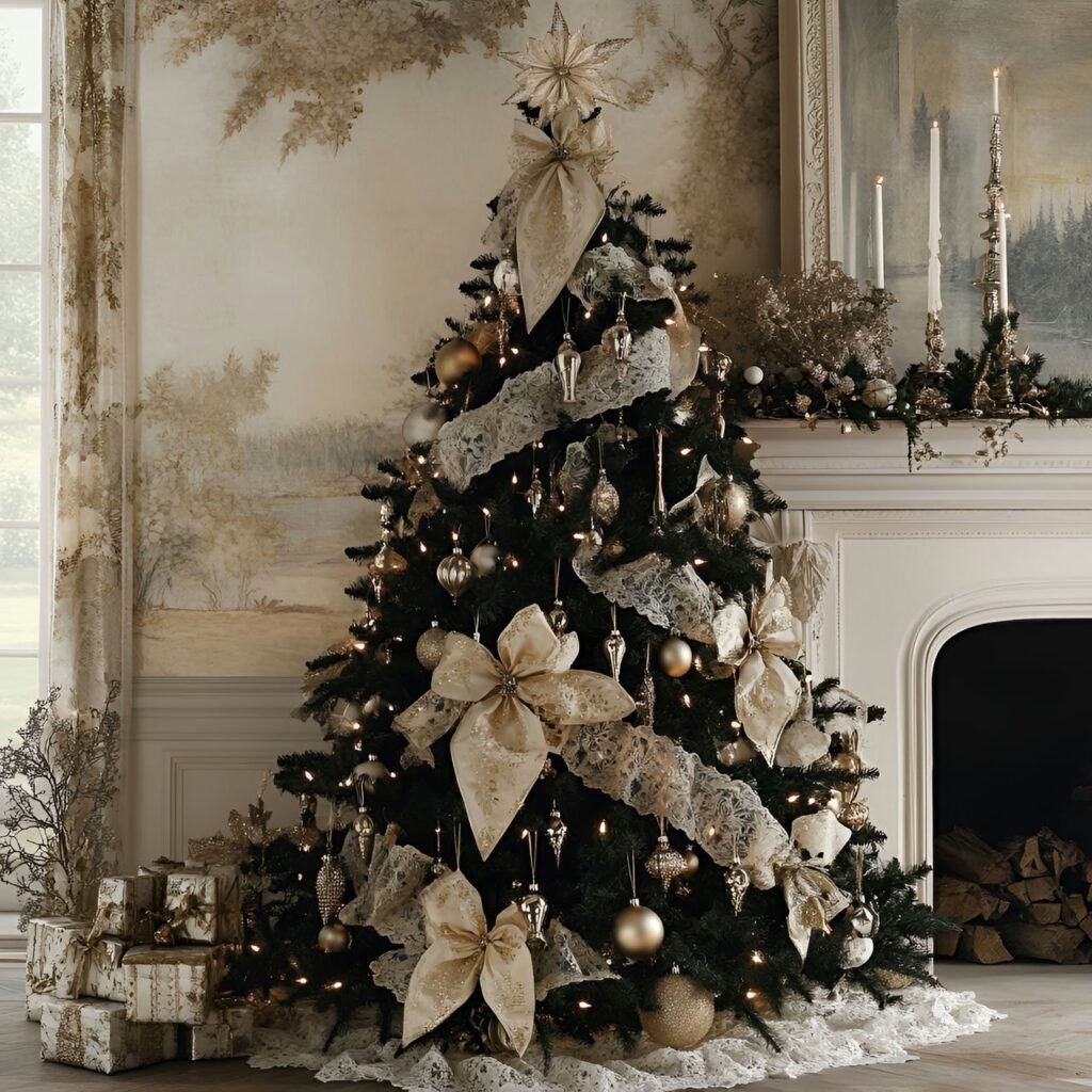 22. Vintage Victorian Christmas Tree: Timeless Holiday Elegance