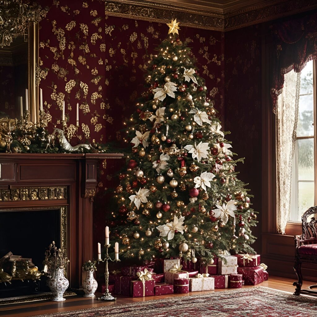 22. Vintage Victorian Christmas Tree: Timeless Holiday Elegance