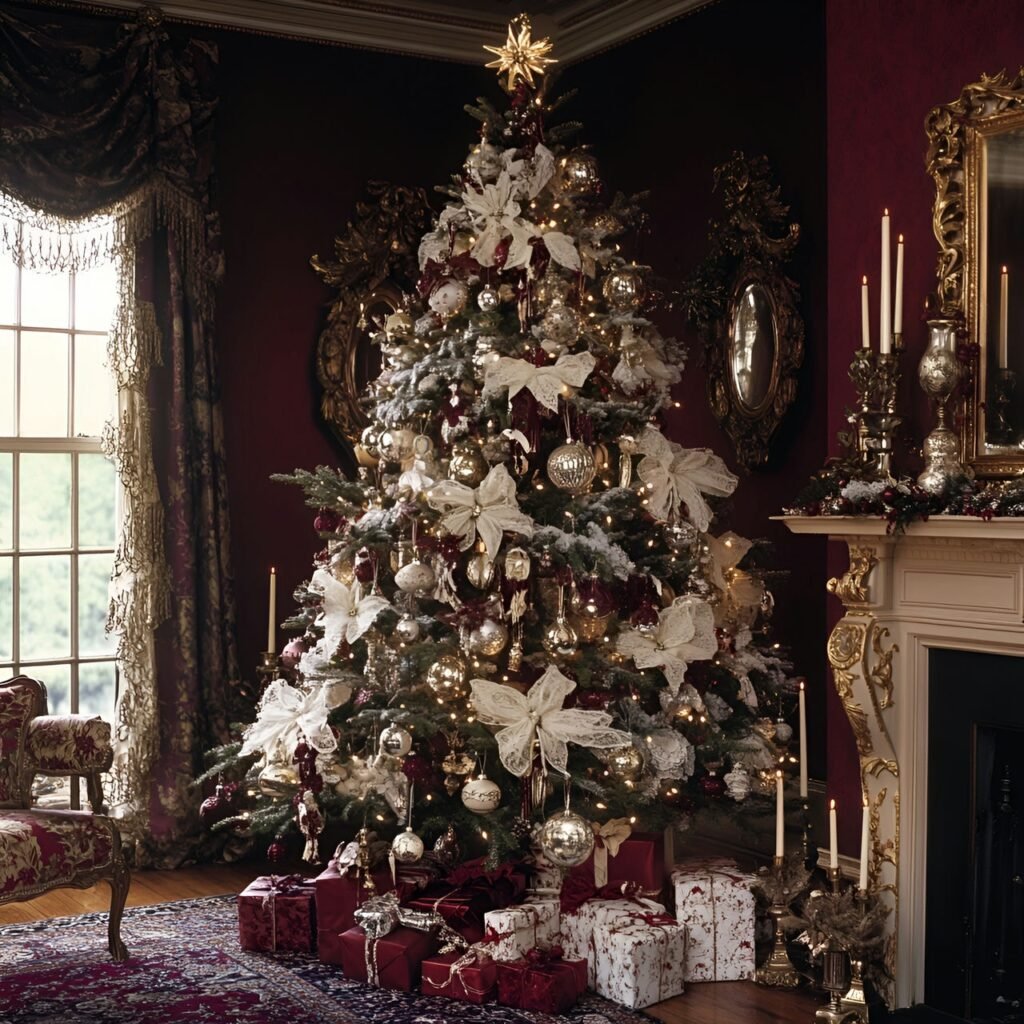 22. Vintage Victorian Christmas Tree: Timeless Holiday Elegance