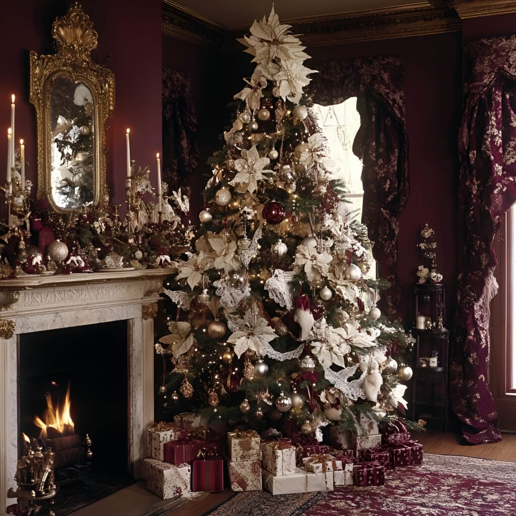 22. Vintage Victorian Christmas Tree: Timeless Holiday Elegance