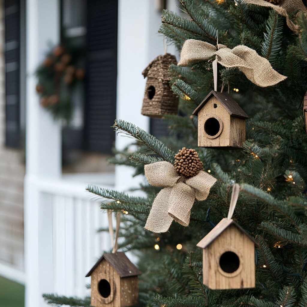 19. Outdoor Bird Haven Tree with Birdseed Ornaments and Birdhouses