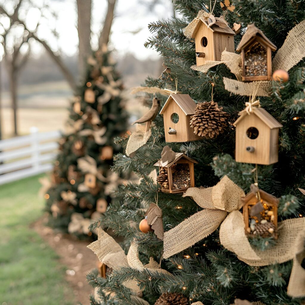 19. Outdoor Bird Haven Tree with Birdseed Ornaments and Birdhouses