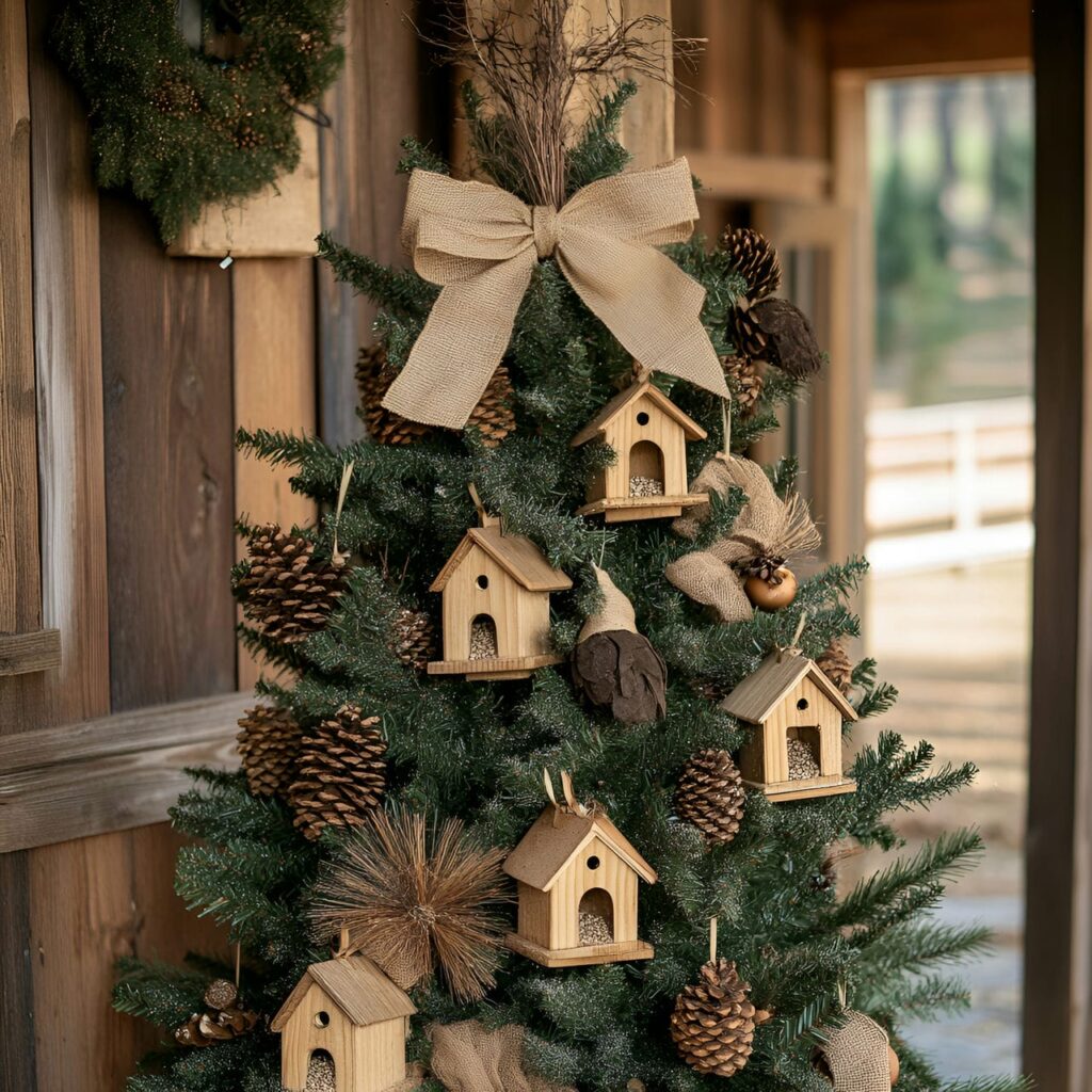 19. Outdoor Bird Haven Tree with Birdseed Ornaments and Birdhouses