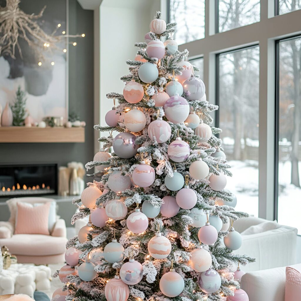 11. Hand-Painted Pastel Ornament Tree with Unique DIY Designs