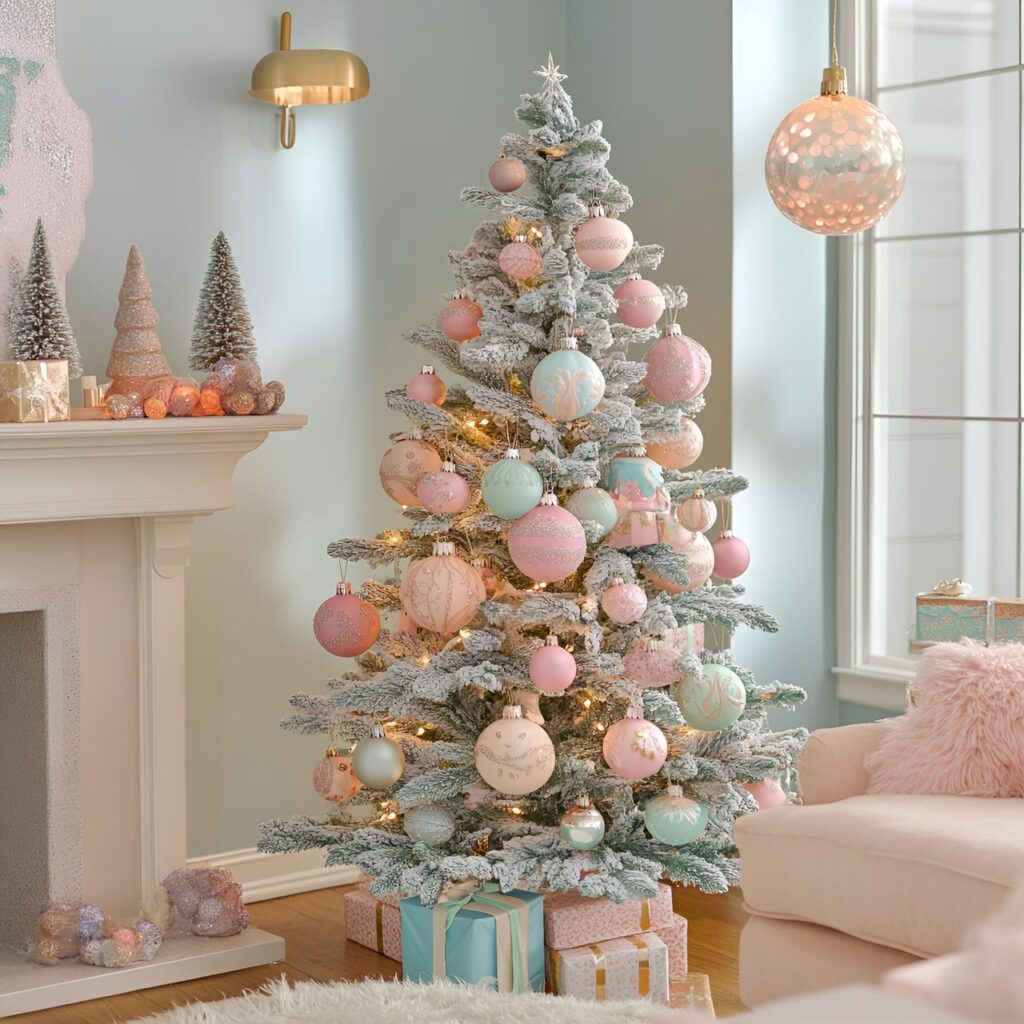 11. Hand-Painted Pastel Ornament Tree with Unique DIY Designs