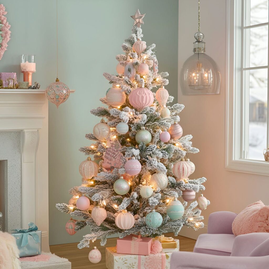 11. Hand-Painted Pastel Ornament Tree with Unique DIY Designs