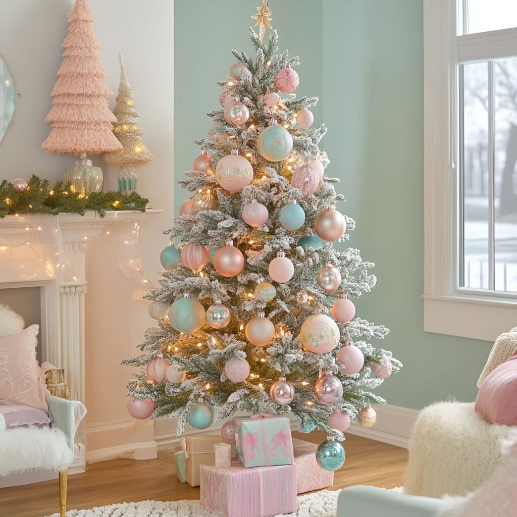 11. Hand-Painted Pastel Ornament Tree with Unique DIY Designs