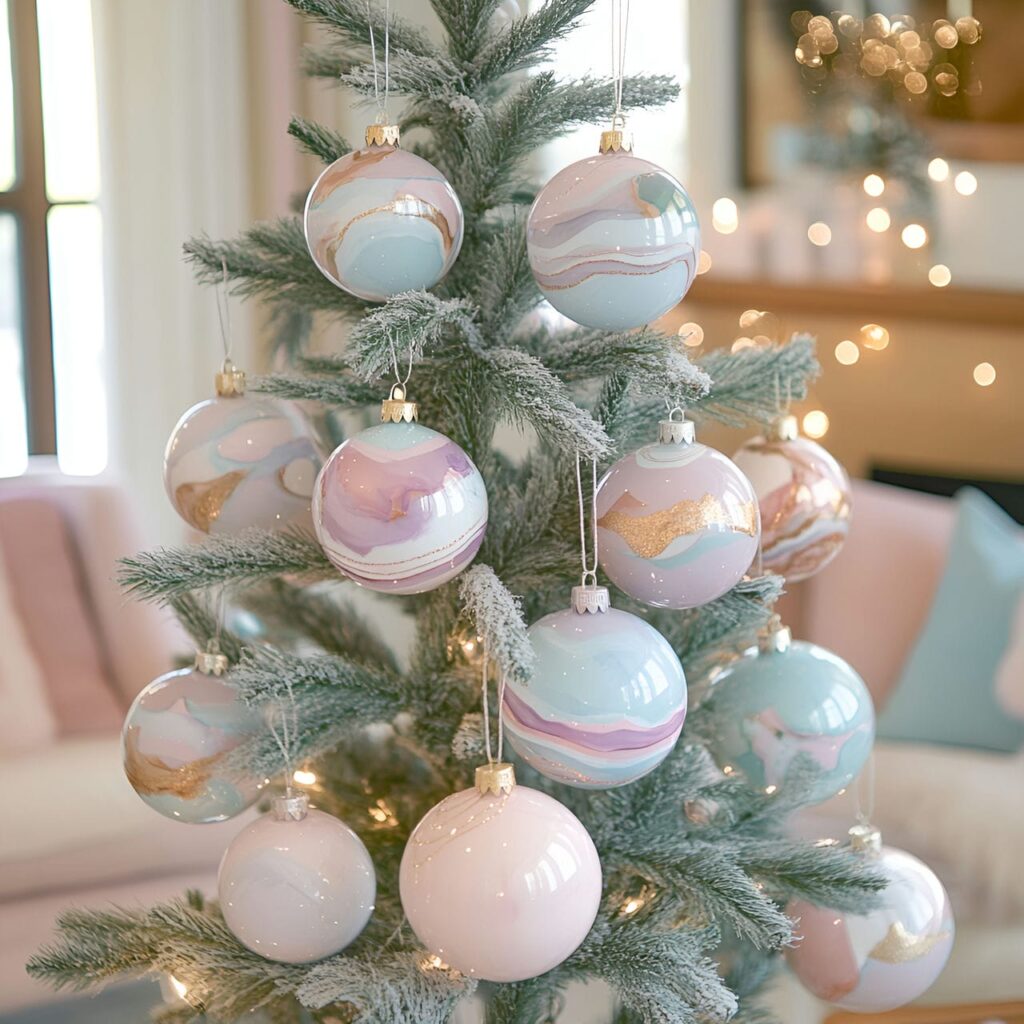 11. Hand-Painted Pastel Ornament Tree with Unique DIY Designs