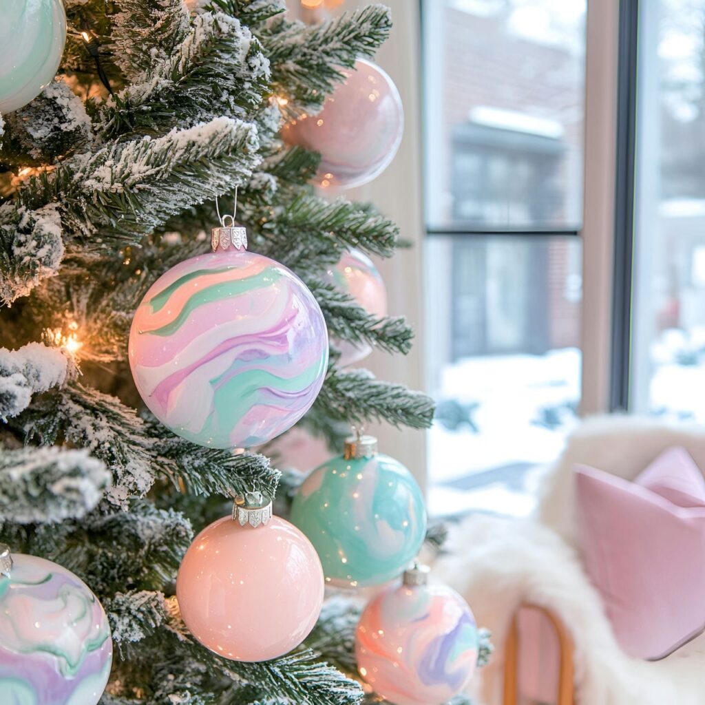 11. Hand-Painted Pastel Ornament Tree with Unique DIY Designs