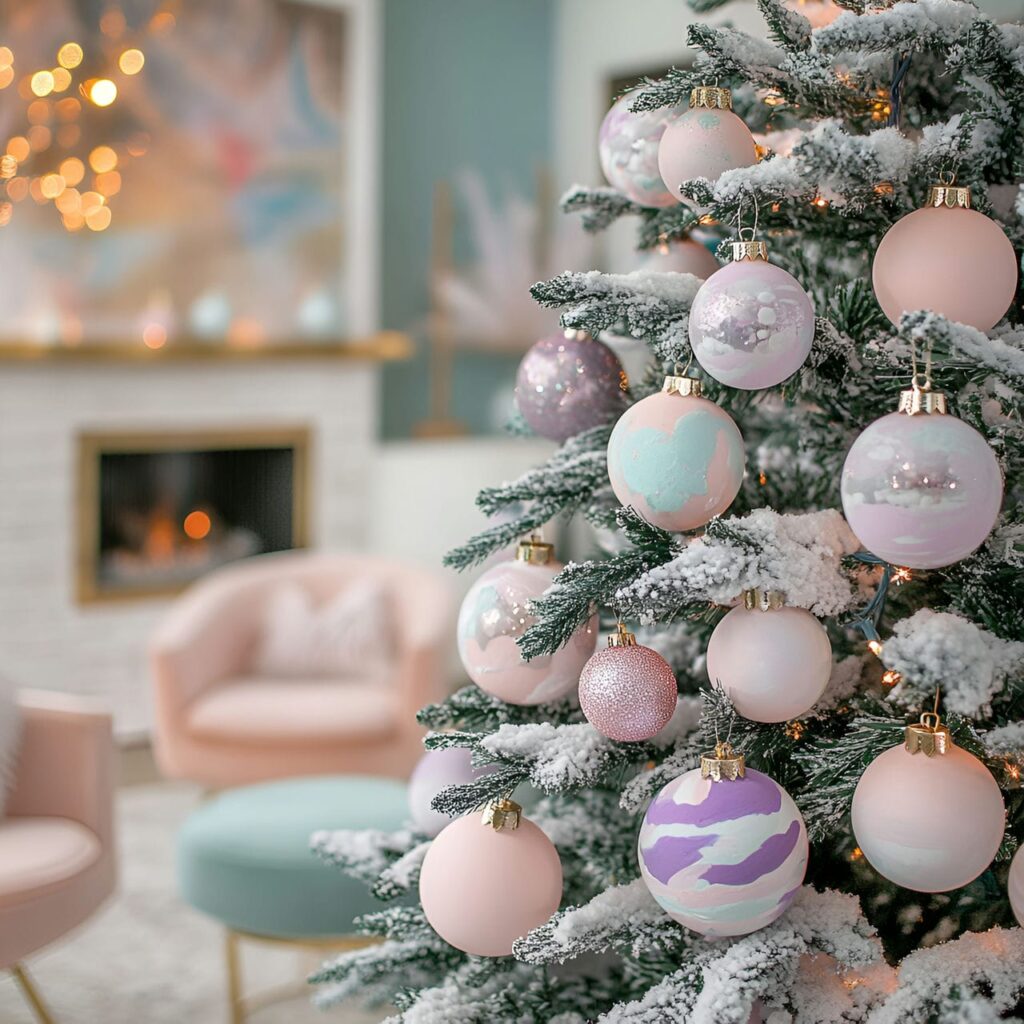 11. Hand-Painted Pastel Ornament Tree with Unique DIY Designs