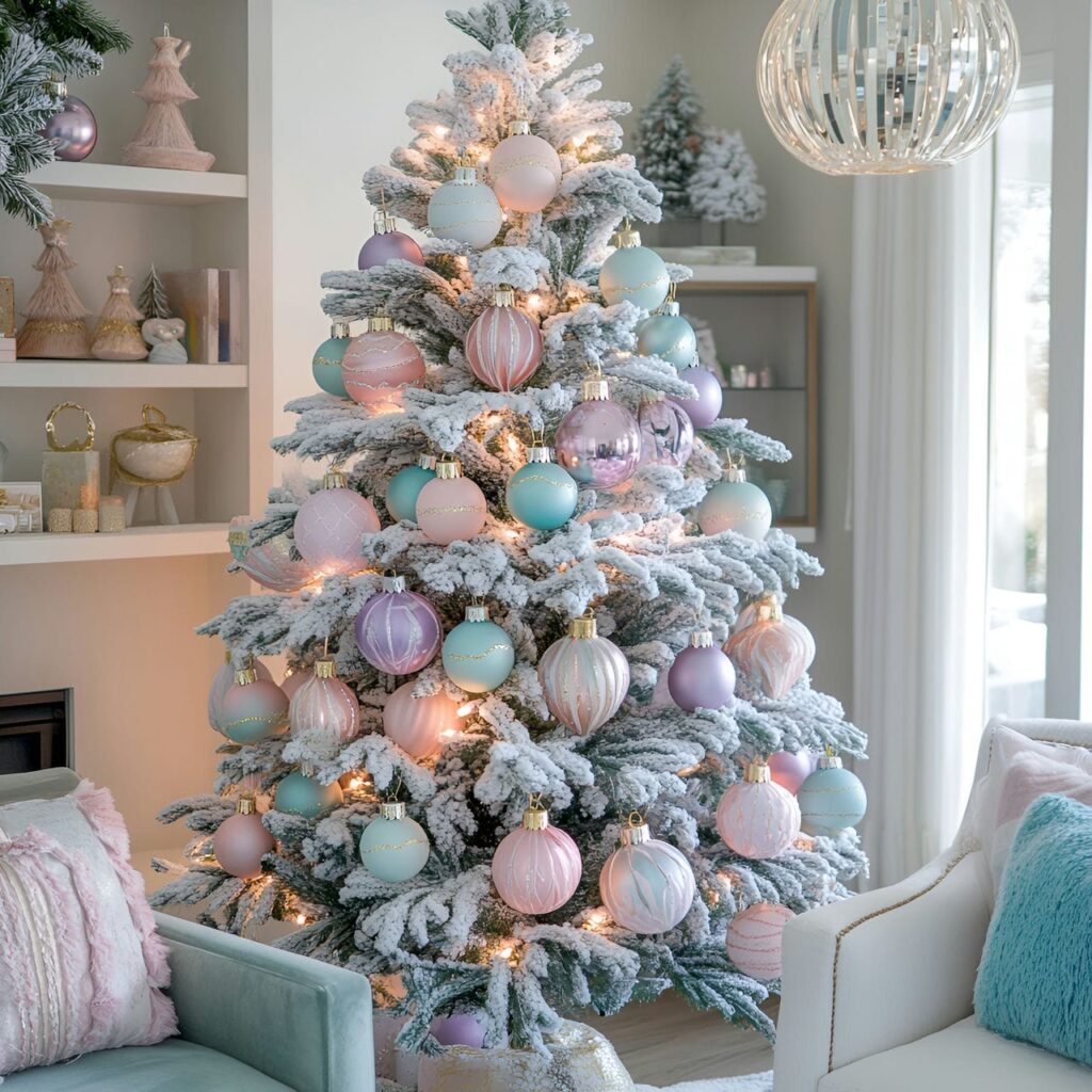 11. Hand-Painted Pastel Ornament Tree with Unique DIY Designs