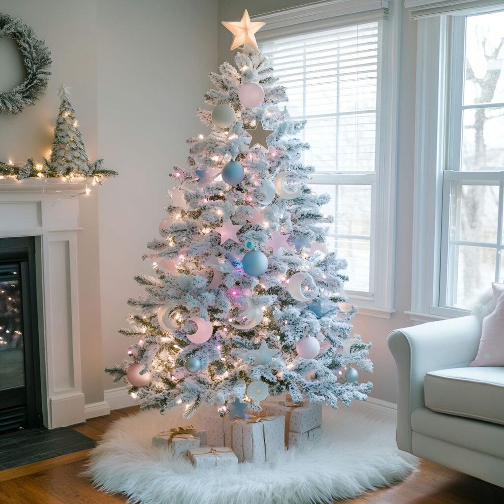 13. Pastel Stars and Moons Tree with Celestial-Themed Décor