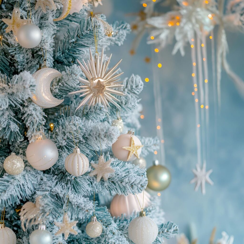 13. Pastel Stars and Moons Tree with Celestial-Themed Décor