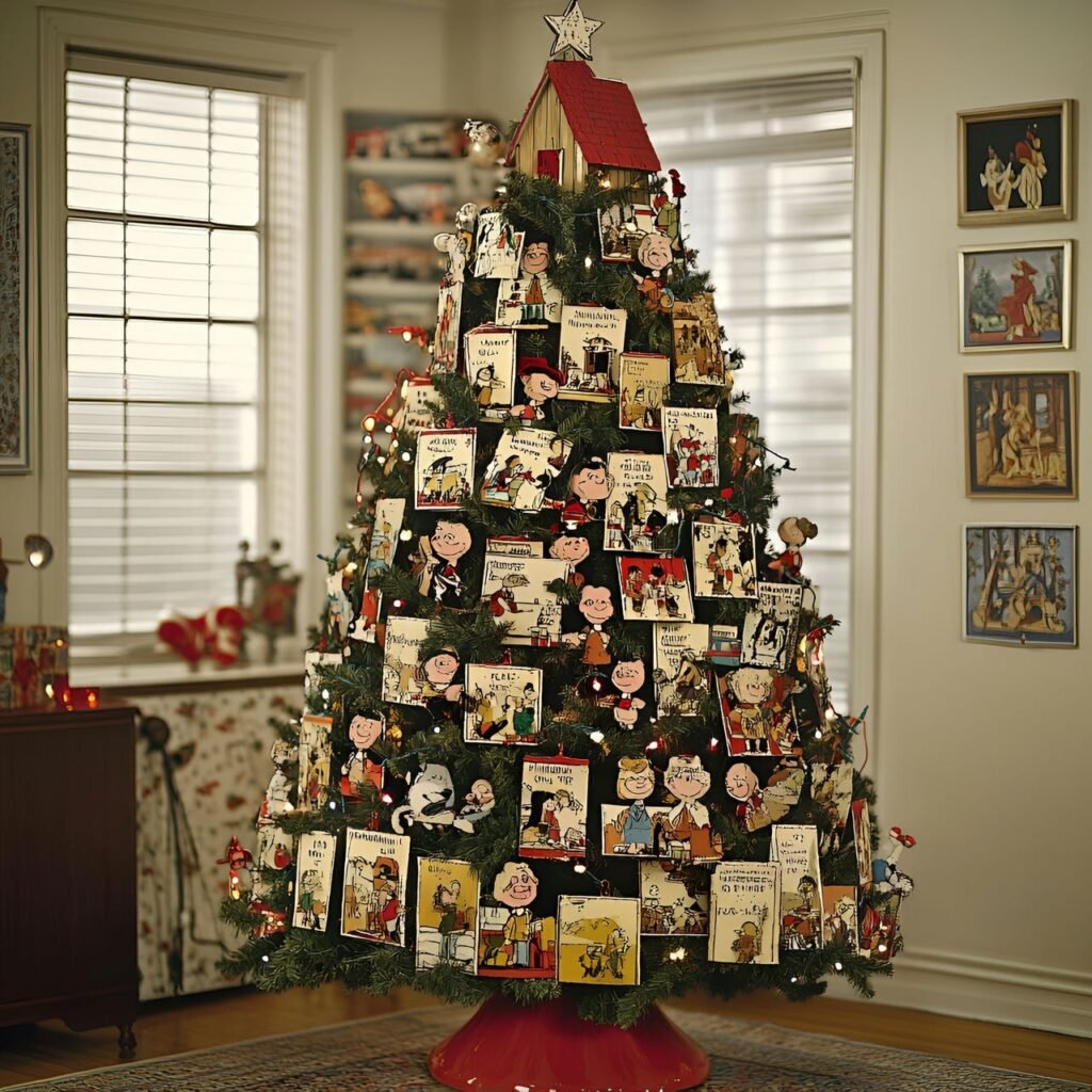 26. Peanuts Comic Strip Christmas Tree: Nostalgic Holiday Décor