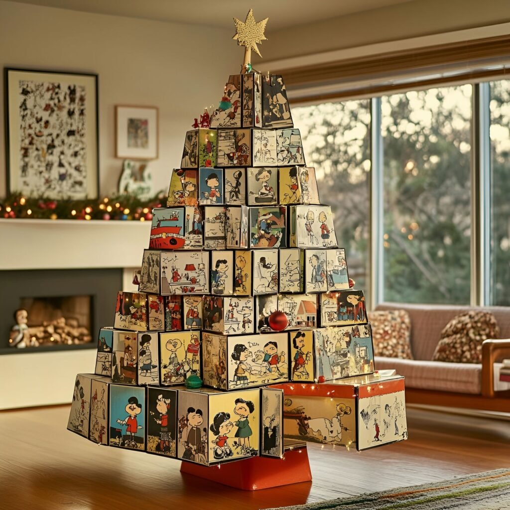 26. Peanuts Comic Strip Christmas Tree: Nostalgic Holiday Décor