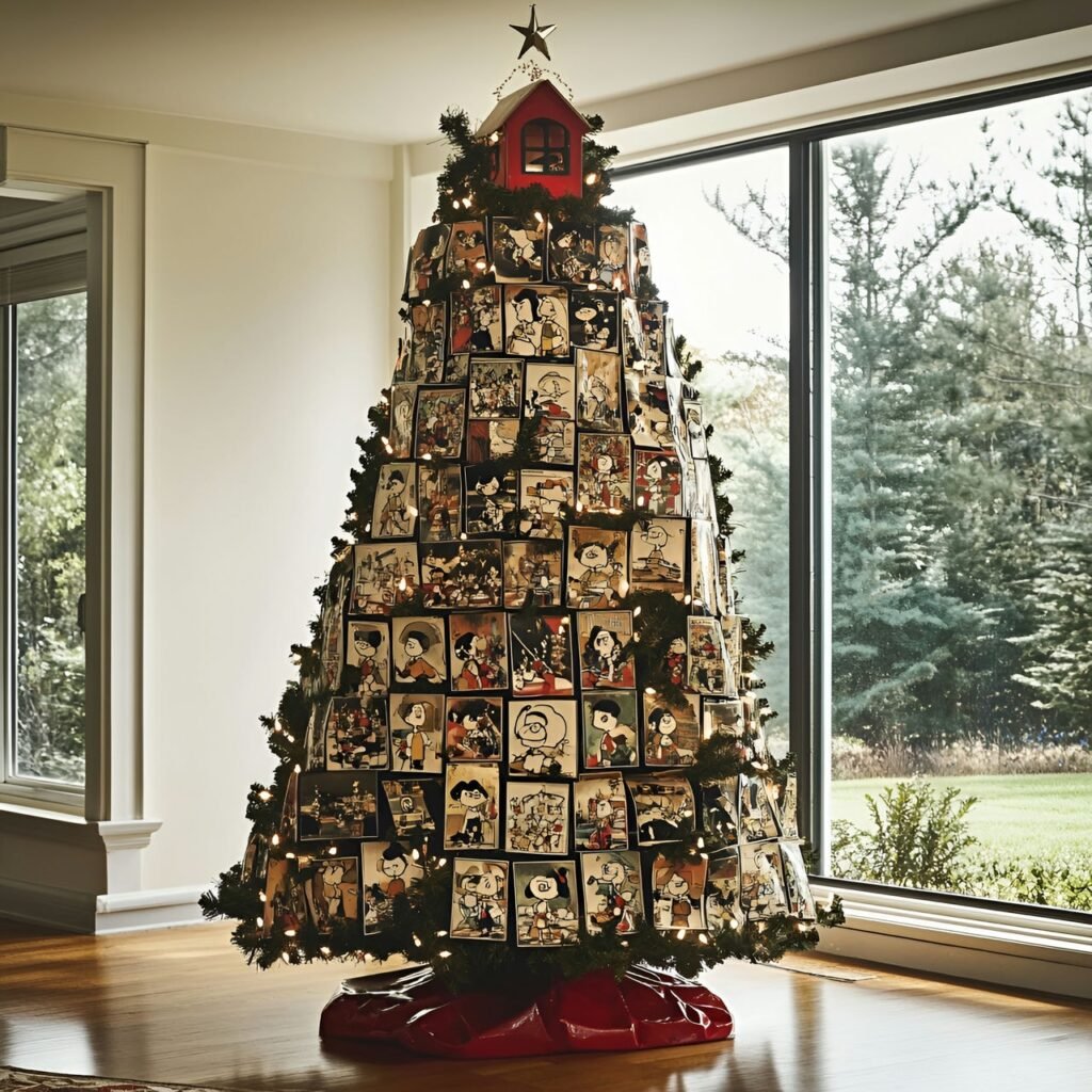 26. Peanuts Comic Strip Christmas Tree: Nostalgic Holiday Décor