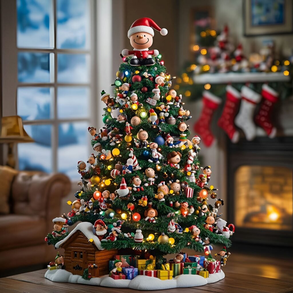 26. Peanuts Comic Strip Christmas Tree: Nostalgic Holiday Décor