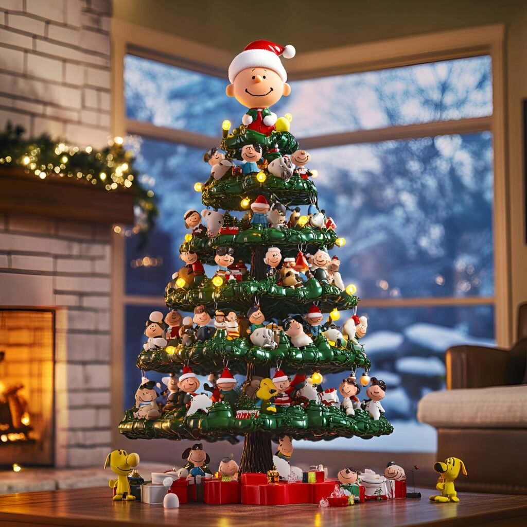 26. Peanuts Comic Strip Christmas Tree: Nostalgic Holiday Décor