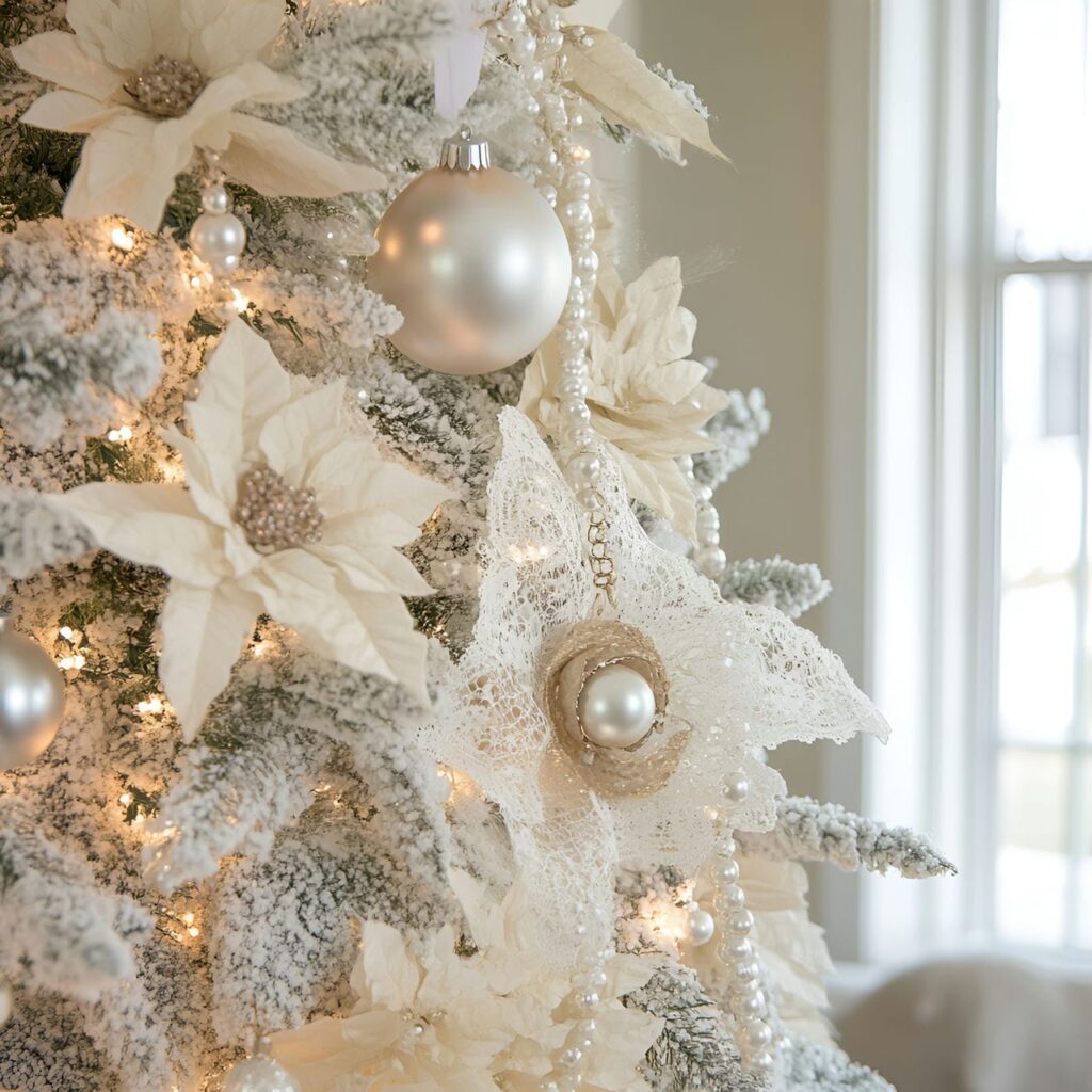 11. Pearl & Lace Winter Wonderland with Cascading Pearls