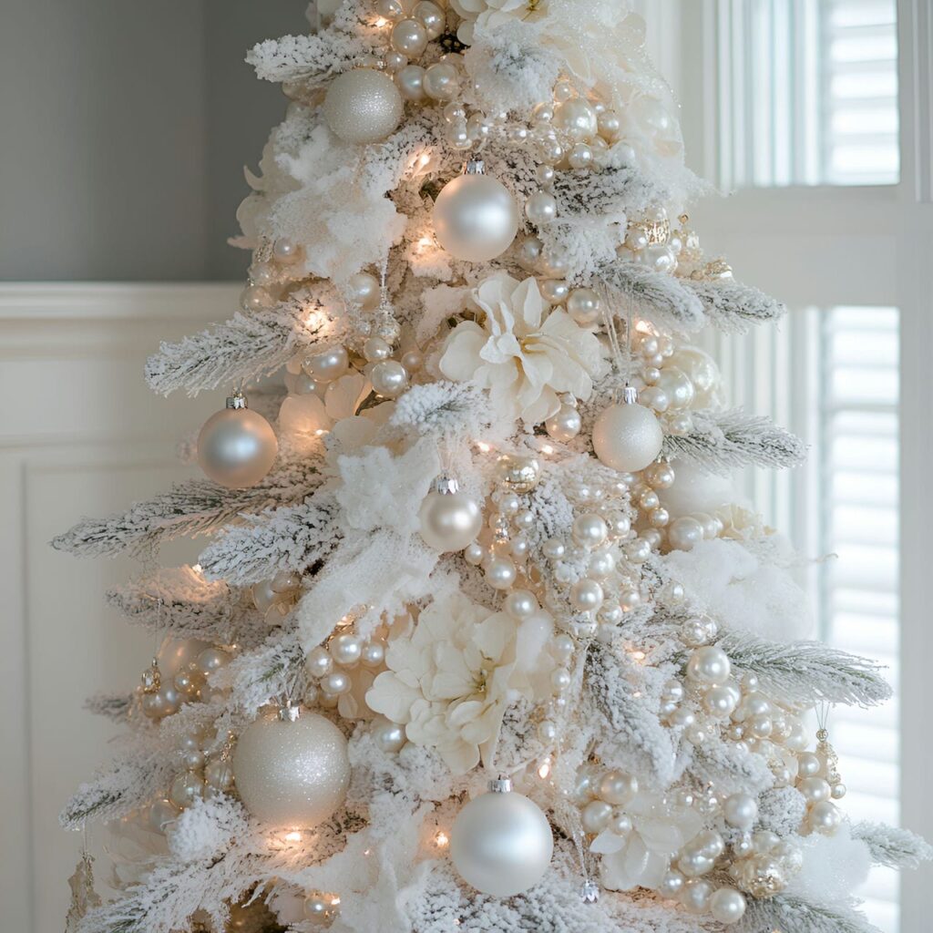 11. Pearl & Lace Winter Wonderland with Cascading Pearls