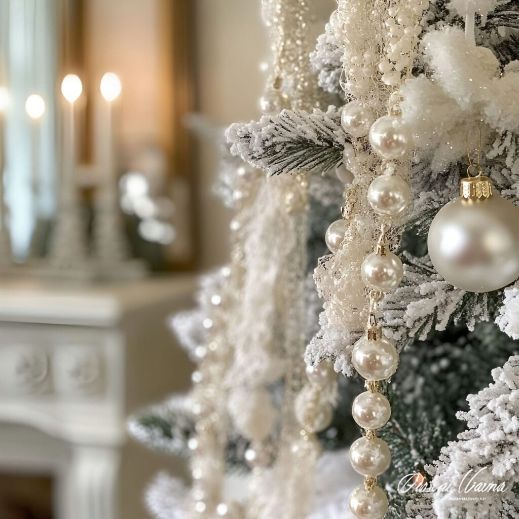 11. Pearl & Lace Winter Wonderland with Cascading Pearls