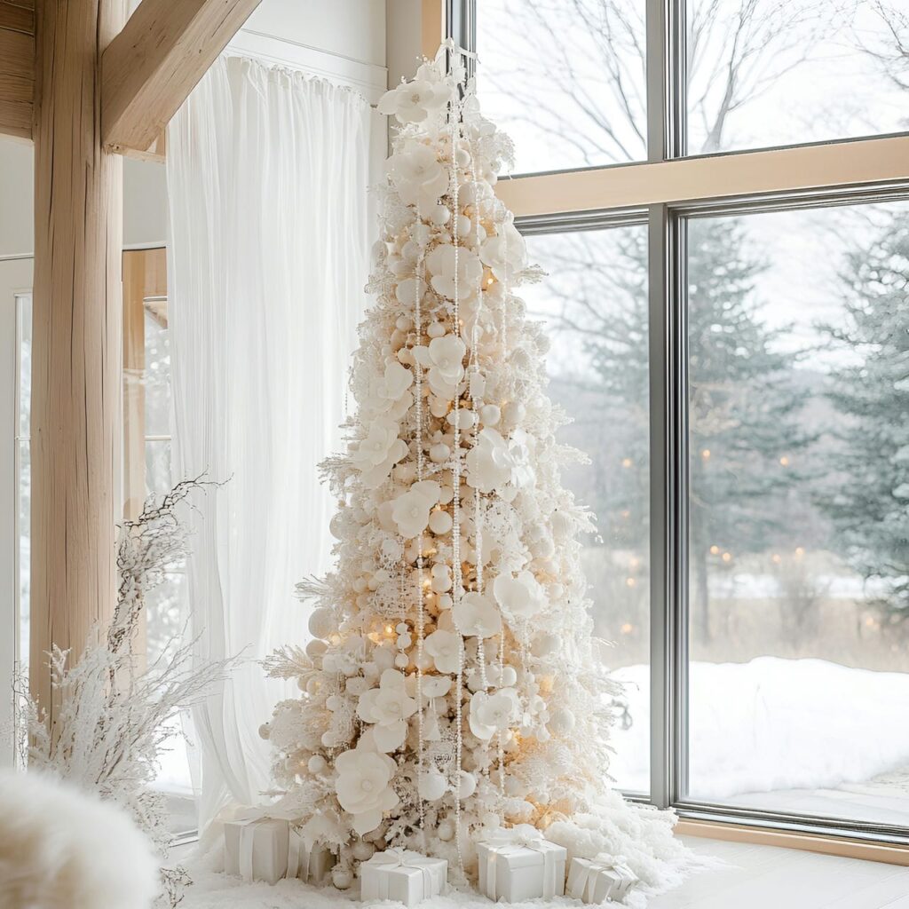 11. Pearl & Lace Winter Wonderland with Cascading Pearls