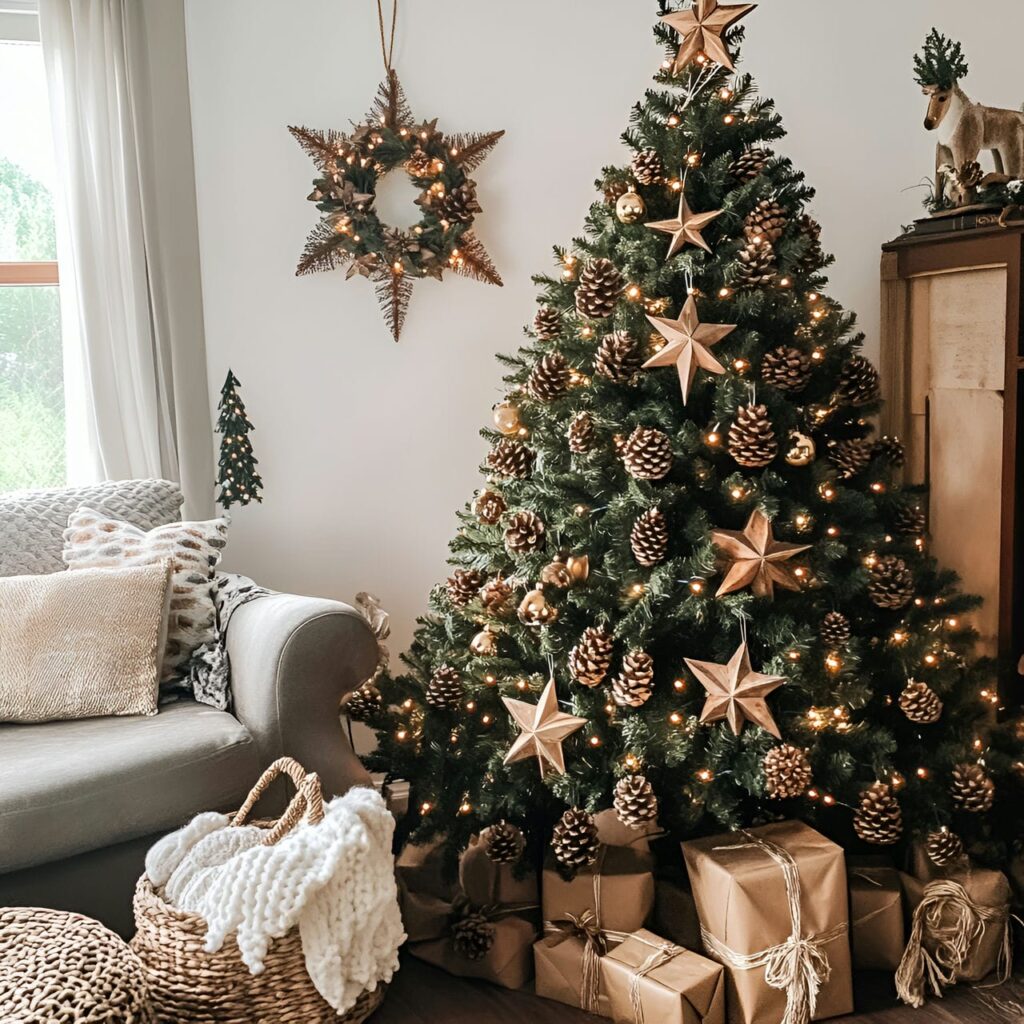 07. Pinecone Ornament Christmas Tree with Natural Glitter Accents