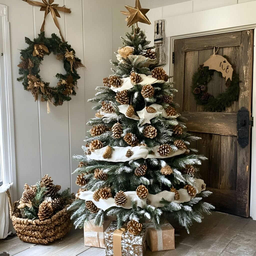 07. Pinecone Ornament Christmas Tree with Natural Glitter Accents