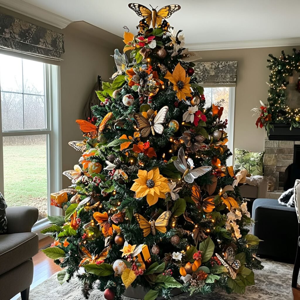 21. Tree of Pollinators with Bee, Butterfly, and Hummingbird Ornaments