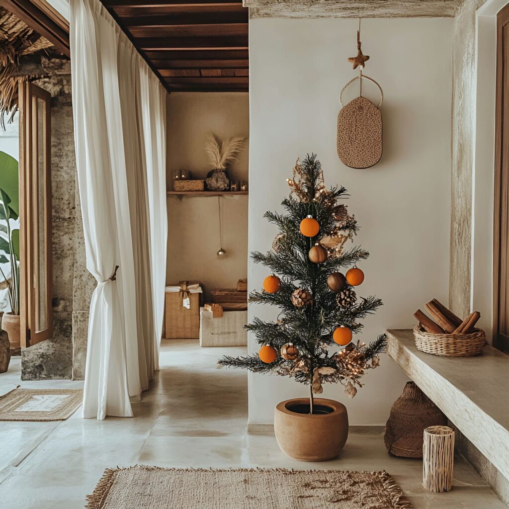 03. Potted Living Christmas Tree with Natural Oranges Slices