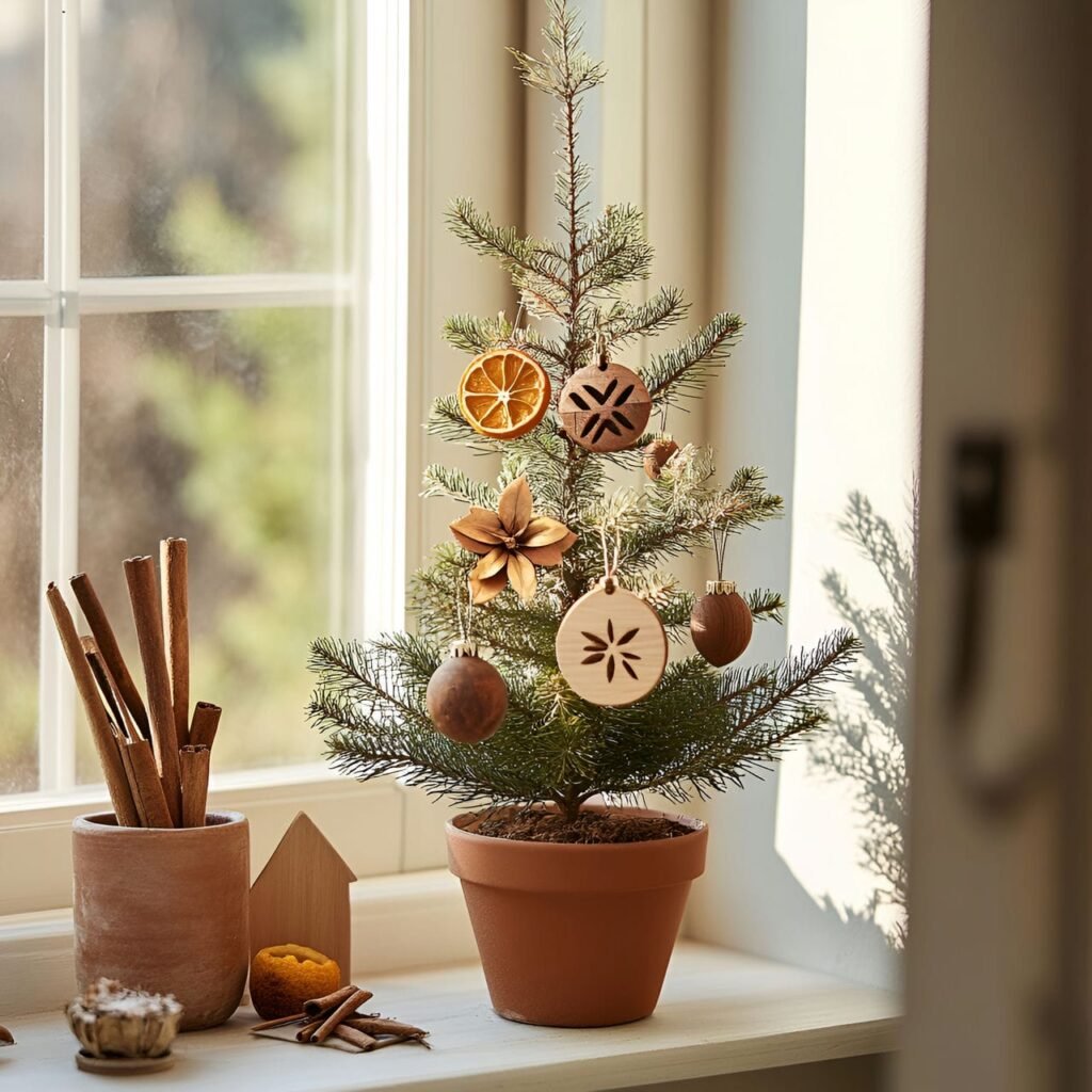 03. Potted Living Christmas Tree with Natural Oranges Slices