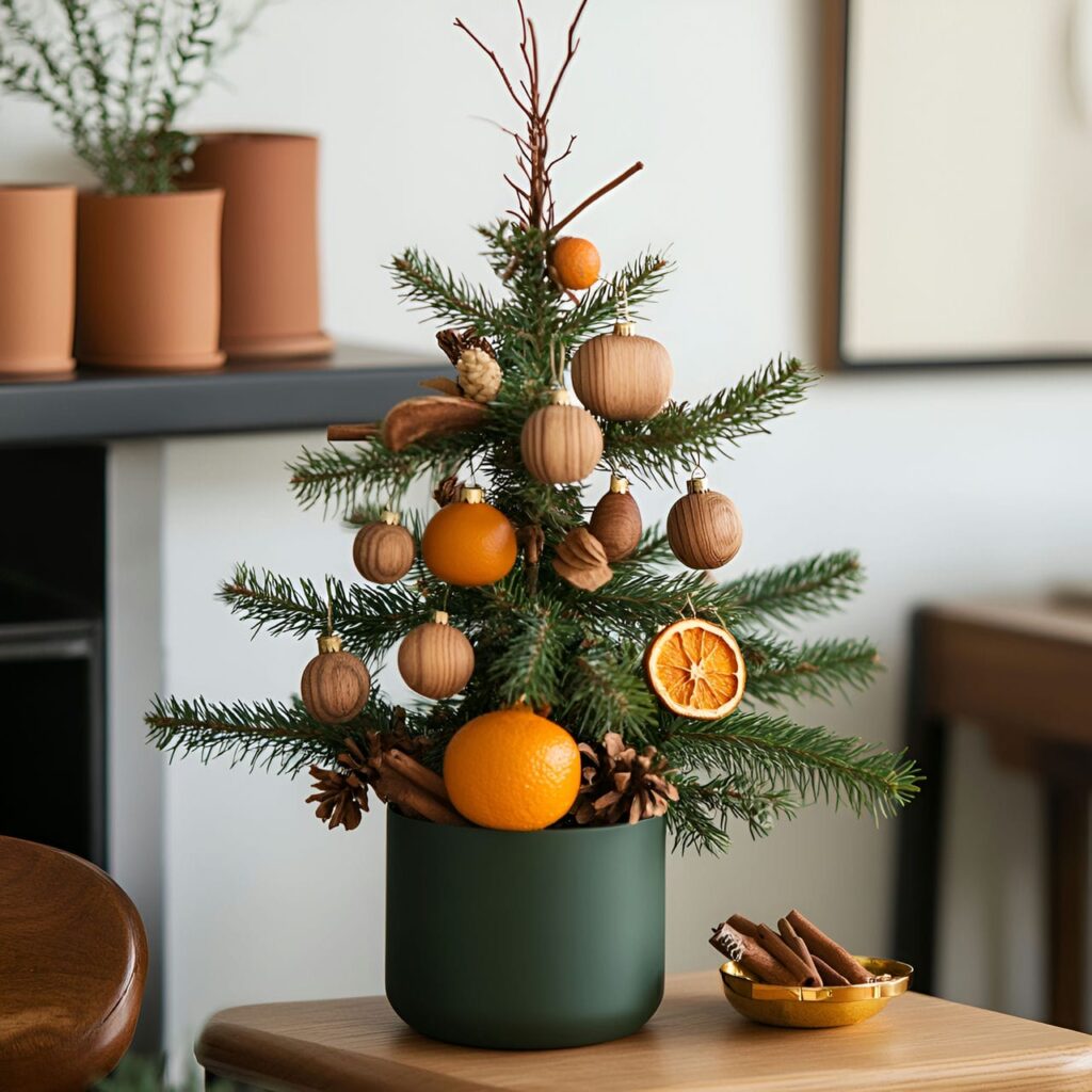 03. Potted Living Christmas Tree with Natural Oranges Slices