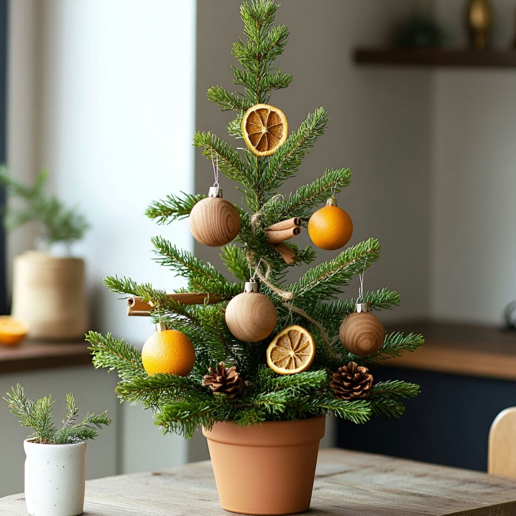 03. Potted Living Christmas Tree with Natural Oranges Slices