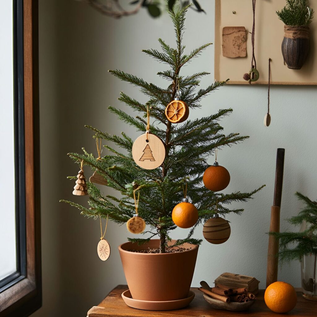 03. Potted Living Christmas Tree with Natural Oranges Slices