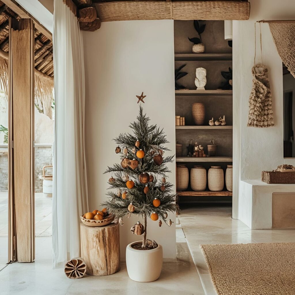 03. Potted Living Christmas Tree with Natural Oranges Slices